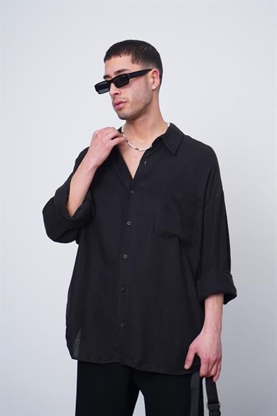 Siyah Basic Uzun Kollu 1A CH Oversize Gömlek