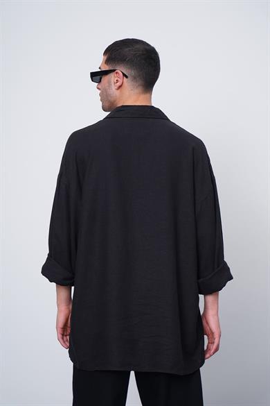 Siyah Basic Uzun Kollu 1A CH Oversize Gömlek