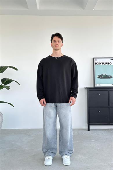 Siyah Basic Uzun Kollu Oversize Tişört