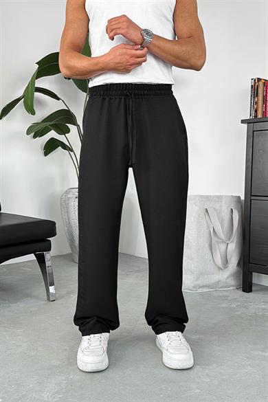 Siyah Beli İpli Relaxed Pantolon