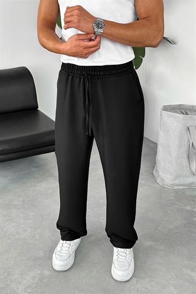 Siyah Beli İpli Relaxed Pantolon