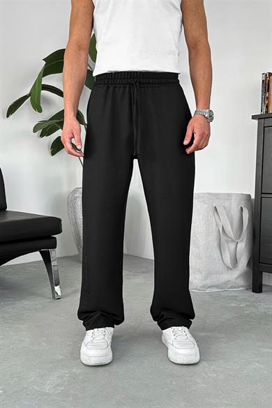 Siyah Beli İpli Relaxed Pantolon
