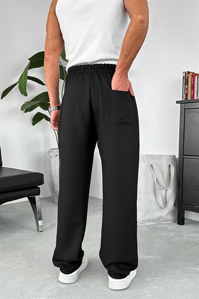 Siyah Beli İpli Relaxed Pantolon