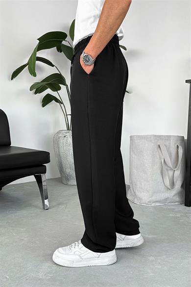 Siyah Beli İpli Relaxed Pantolon