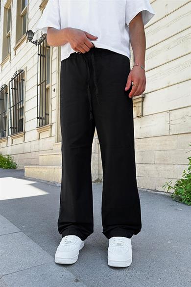 Siyah Beli Lastikli Basic 4D GD Baggy Pantolon
