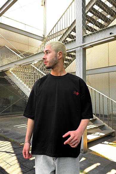Siyah Believe What OUTPLENTY PREMİUM Oversize Tişört