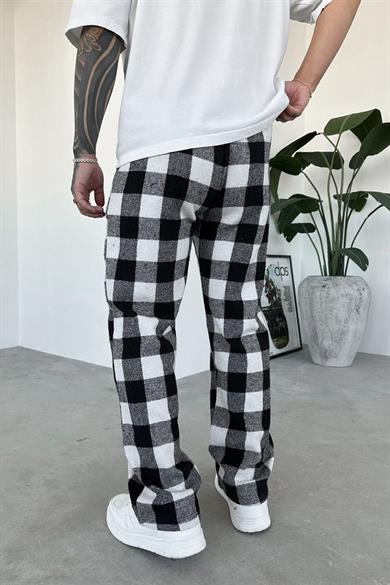 Siyah Beyaz Kareli Unisex Relaxed Pijama