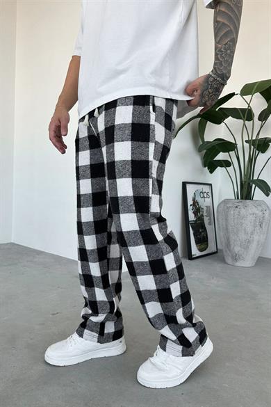 Siyah Beyaz Kareli Unisex Relaxed Pijama