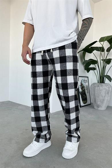 Siyah Beyaz Kareli Unisex Relaxed Pijama