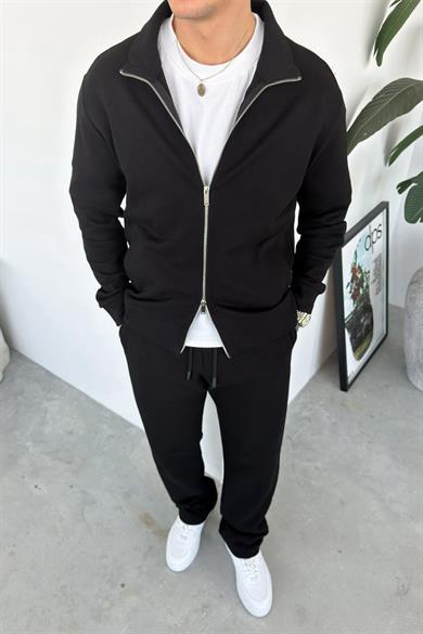 Siyah Çift Fermuarlı Relaxed Fit Boxy Ceket