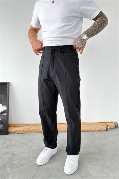 Siyah Çımalı Modal Kumaş Pantolon