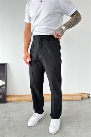 Siyah Çımalı Modal Kumaş Pantolon