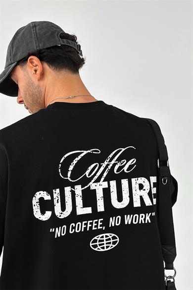 Siyah Coffee Culture OUTPLENTY PREMİUM Oversize Tişört