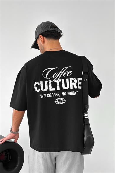 Siyah Coffee Culture OUTPLENTY PREMİUM Oversize Tişört