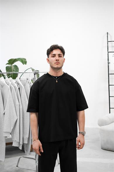 Siyah Cozy Basic Oversize Tişört