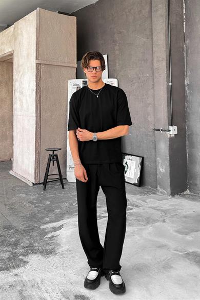 Siyah Cozy Basic Oversize Tişört