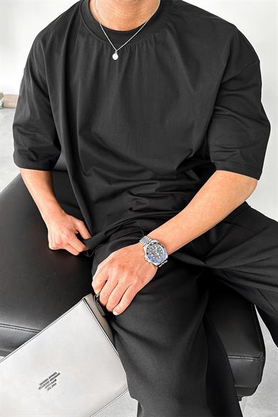 Siyah Cozy Basic Oversize Tişört