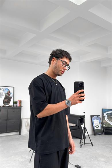 Siyah Cozy Basic Oversize Tişört