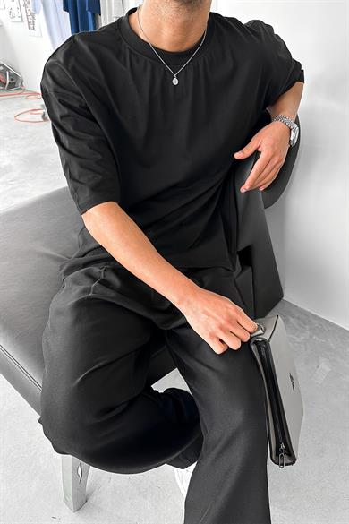 Siyah Cozy Basic Oversize Tişört