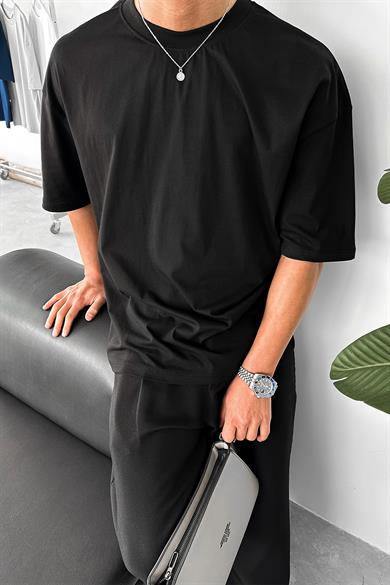 Siyah Cozy Basic Oversize Tişört
