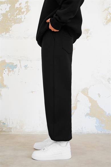 Siyah Cozy Basic Paça Lastik Oversize Eşofman