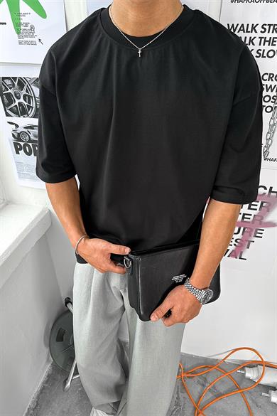 Siyah Cozy Basic Soft Oversize Tişört