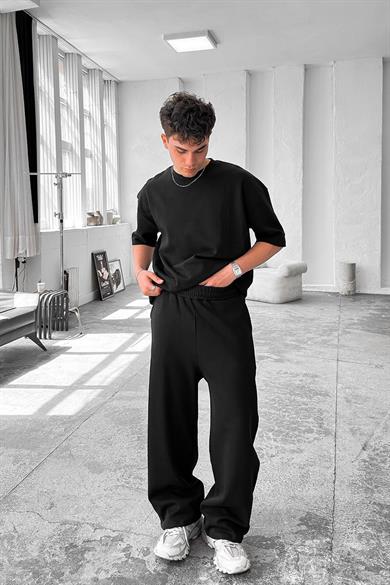 Siyah Cozy Premium Basic Baggy Eşofman