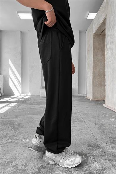 Siyah Cozy Premium Basic Paça Lastik Eşofman