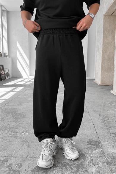 Siyah Cozy Premium Basic Paça Lastik Eşofman