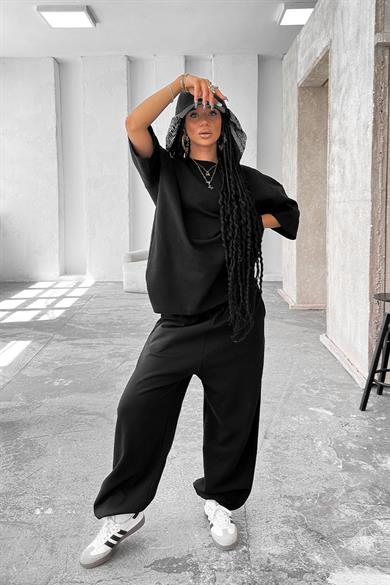 Siyah Cozy Premium Oversize Tişört