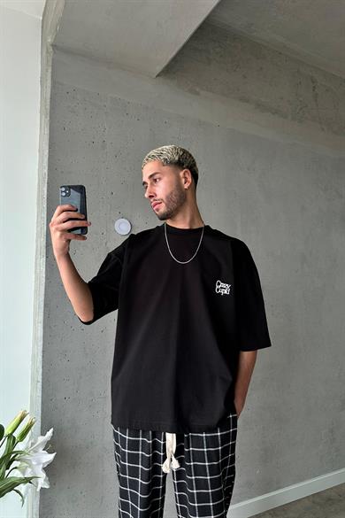 Siyah Crazy Cupid OUTPLENTY PREMİUM Oversize Tişört
