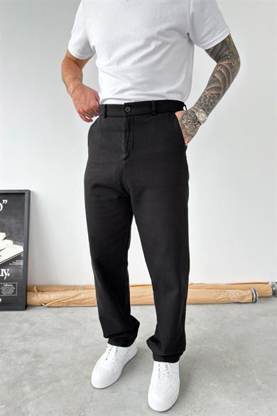 Siyah Dokulu Basic Baggy Pantolon