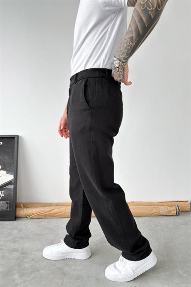 Siyah Dokulu Basic Baggy Pantolon