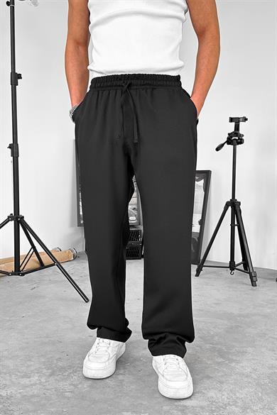 Siyah Dokulu Soft Jogger Pantolon
