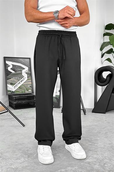 Siyah Dokulu Soft Jogger Pantolon