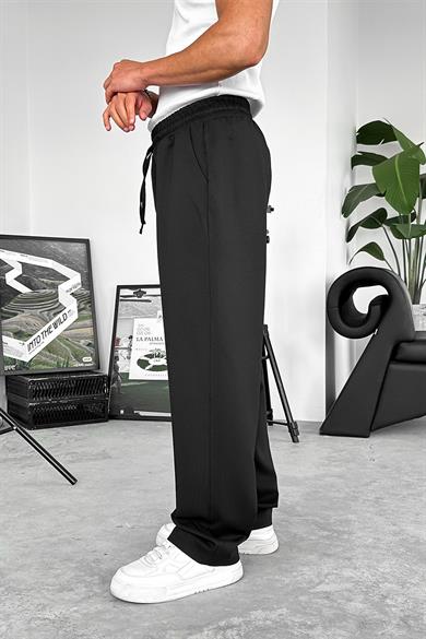 Siyah Dokulu Soft Jogger Pantolon