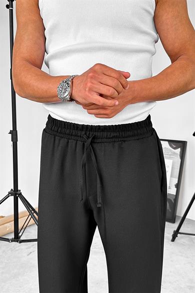Siyah Dokulu Soft Jogger Pantolon