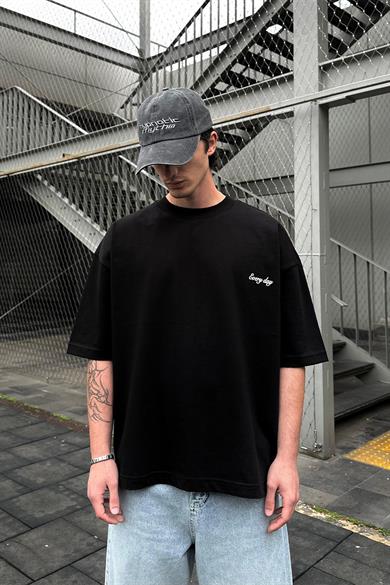 Siyah Enjoy Great OUTPLENTY PREMİUM Oversize Tişört