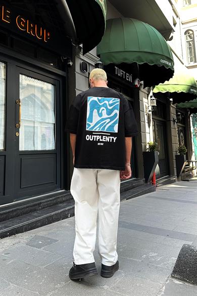 Siyah Est Out OUTPLENTY PREMİUM Oversize Tişört
