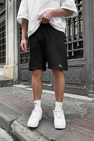 Siyah Feature Nakış Detay OUTPLENTY PREMİUM Şort