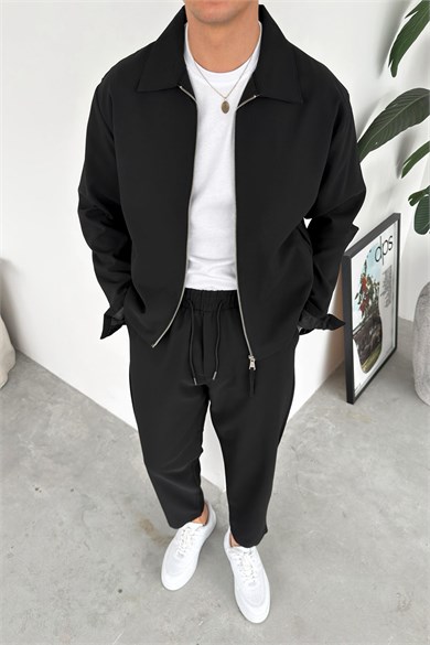 Siyah Fermuarlı Relaxed Fit Boxy Ceket