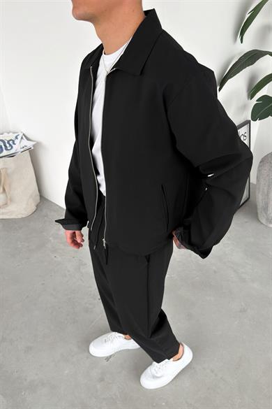 Siyah Fermuarlı Relaxed Fit Boxy Ceket