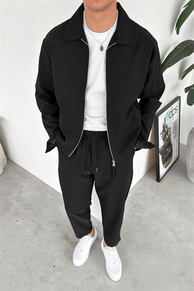 Siyah Fermuarlı Relaxed Fit Boxy Ceket