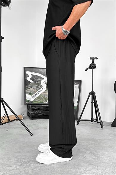 Siyah Fitilli Baggy Pantolon