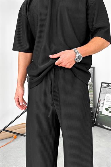 Siyah Fitilli Baggy Pantolon