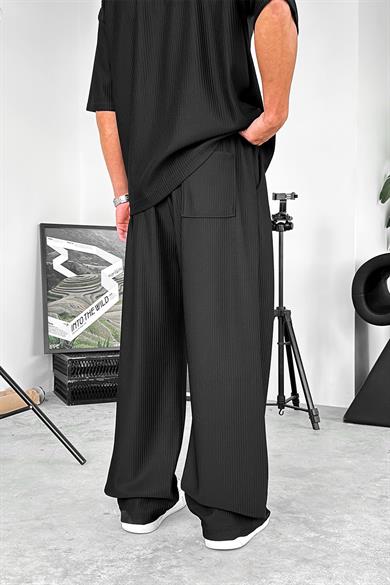 Siyah Fitilli Baggy Pantolon