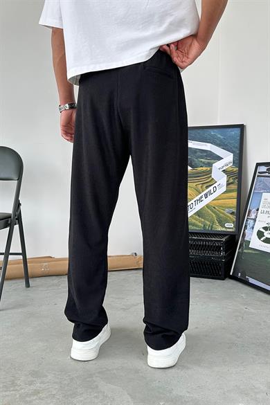 Siyah Fitilli Basic Baggy Pantolon