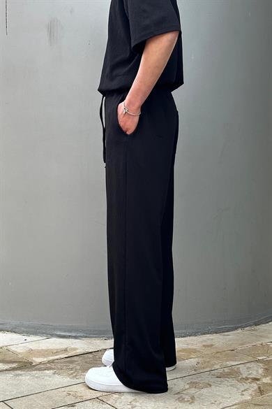 Siyah Fitilli Beli Lastikli T5 EE Baggy Pantolon