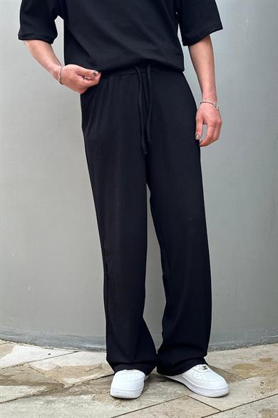 Siyah Fitilli Beli Lastikli T5 EE Baggy Pantolon