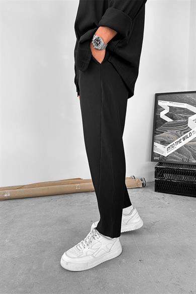 Siyah Fitilli Jogger Pantolon